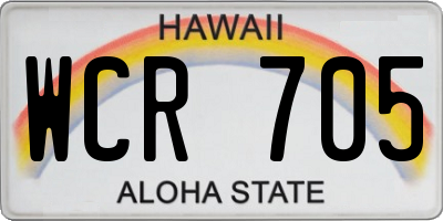 HI license plate WCR705