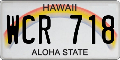HI license plate WCR718