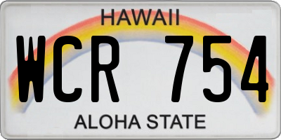 HI license plate WCR754