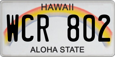 HI license plate WCR802