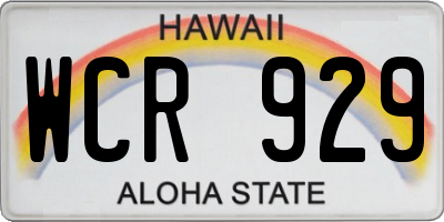 HI license plate WCR929