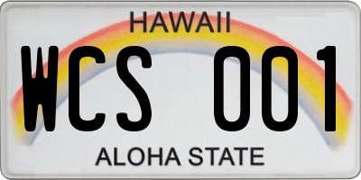 HI license plate WCS001