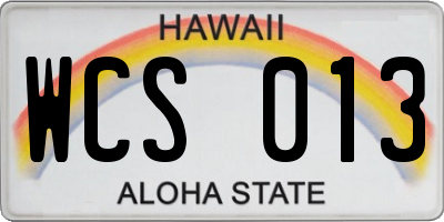 HI license plate WCS013
