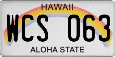 HI license plate WCS063