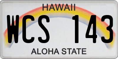 HI license plate WCS143