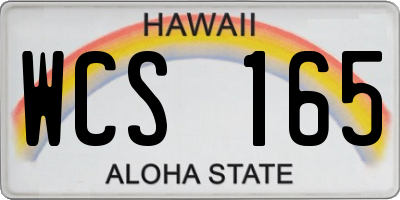 HI license plate WCS165