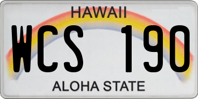 HI license plate WCS190