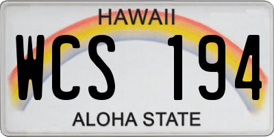 HI license plate WCS194