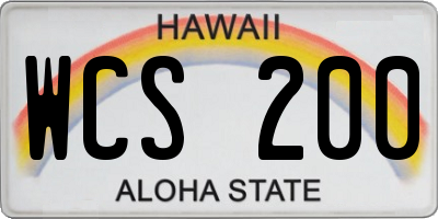 HI license plate WCS200