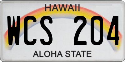 HI license plate WCS204