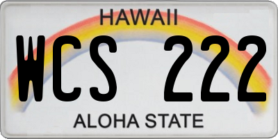 HI license plate WCS222