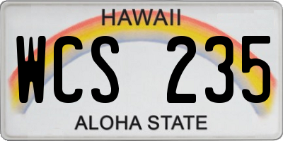 HI license plate WCS235