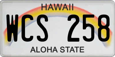 HI license plate WCS258