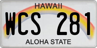 HI license plate WCS281