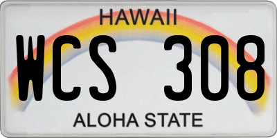 HI license plate WCS308