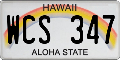 HI license plate WCS347