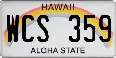 HI license plate WCS359