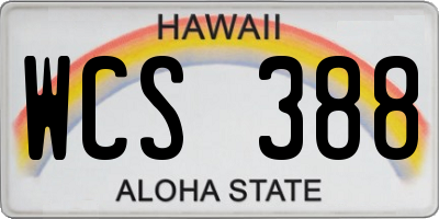 HI license plate WCS388