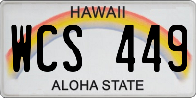 HI license plate WCS449