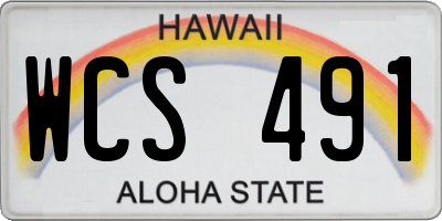 HI license plate WCS491