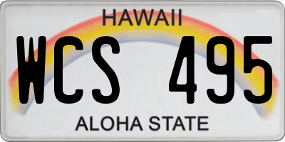 HI license plate WCS495