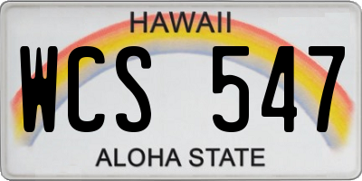 HI license plate WCS547