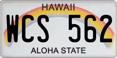 HI license plate WCS562