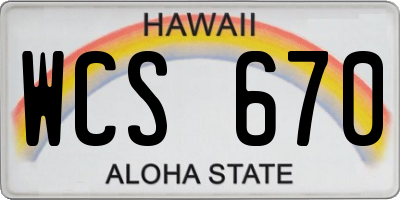 HI license plate WCS670