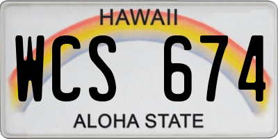 HI license plate WCS674