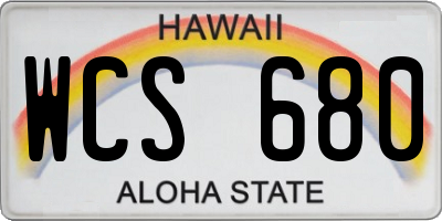 HI license plate WCS680