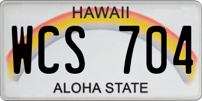 HI license plate WCS704