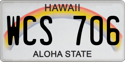 HI license plate WCS706