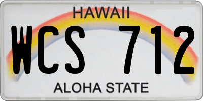 HI license plate WCS712