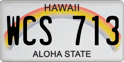 HI license plate WCS713