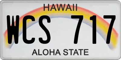 HI license plate WCS717