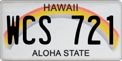 HI license plate WCS721