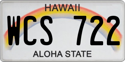 HI license plate WCS722