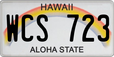HI license plate WCS723