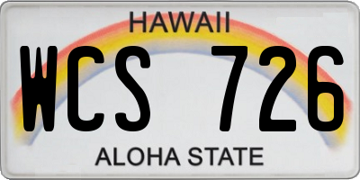 HI license plate WCS726