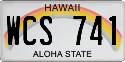 HI license plate WCS741