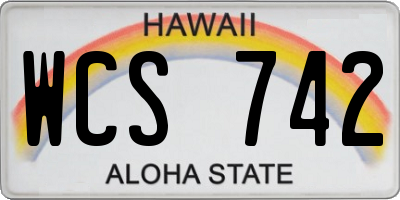 HI license plate WCS742
