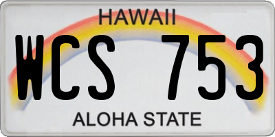 HI license plate WCS753