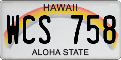 HI license plate WCS758