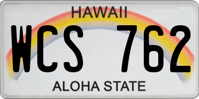 HI license plate WCS762