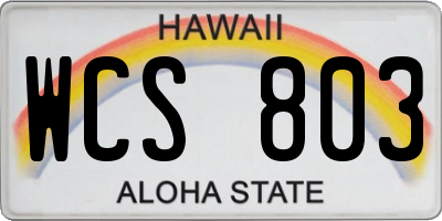 HI license plate WCS803