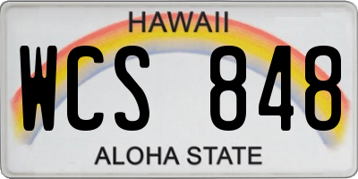 HI license plate WCS848