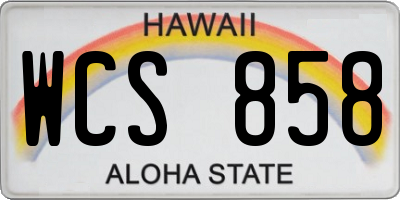 HI license plate WCS858