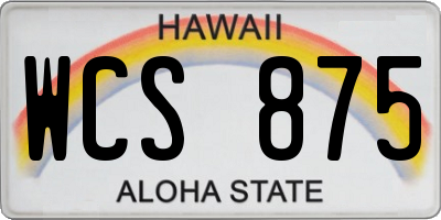 HI license plate WCS875