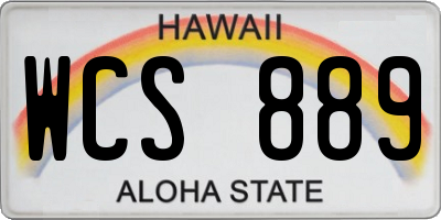 HI license plate WCS889