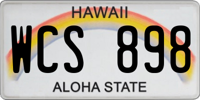HI license plate WCS898